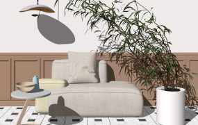 Corner Chaise Lounge Chair with Side Table