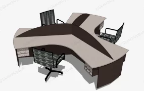 Three Person Desk Workstation