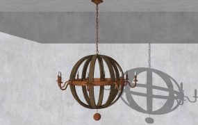 Antique Wood Sphere Chandelier