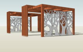 Wood Pergola with Decorative Screen