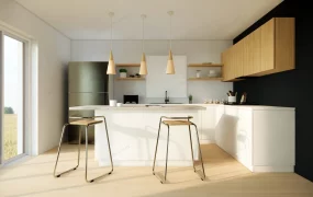White And Black Kitchen With Island