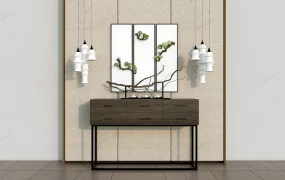 Accent Wall With Art And Console Table