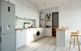 Narrow Kitchen With Breakfast Bar