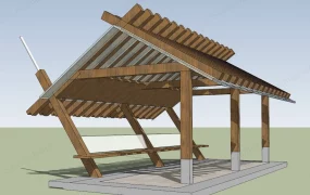 Outdoor Wood Pavilion Structure