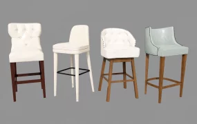 Leather And Wood Bar Stools