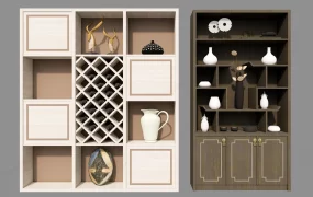 Contemporary Display Cabinet Set SketchUp 3D Model