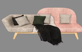 Asymmetrical Curved Fabric Sofa SketchUp 3D Model