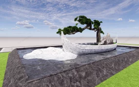 Zen Garden Boat Planter Landscaping