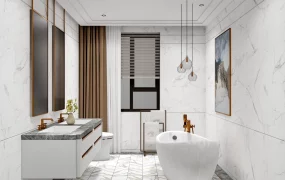 White Bathroom With Tub