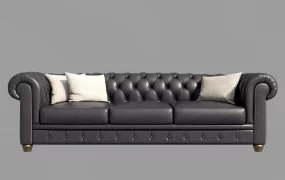 Black Leather Chesterfield Sofa