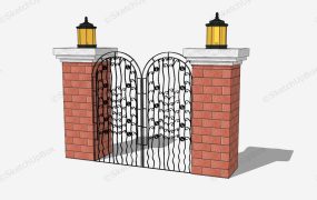 Vintage Brick And Iron Gate
