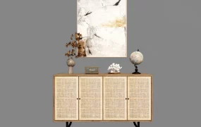 Rattan Accent Storage Cabinet