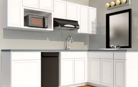 Traditional White L Shaped Kitchen Cabinetry SketchUp 3D Model