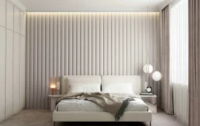 Modern Minimal Cream Upholstered Bedroom Suite SketchUp 3D Model