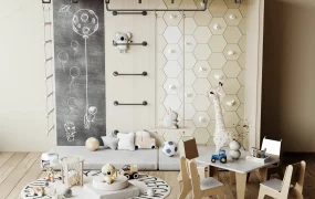 Modern Children's Playroom With Climbing Wall