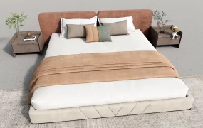 Modern Platform Bed And 2 Nightstand Set
