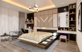 Bedroom With Dressing Table And Office