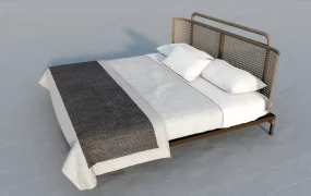 Platform Bed With Rattan Headboard