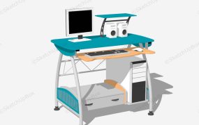 Home Office Computer Desk With Keyboard Tray