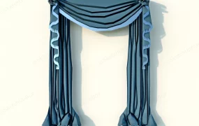 Blue Curtains With Valances And Swags