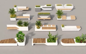 Concrete Bench With Planter
