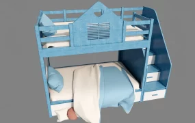 Blue Bunk Beds With Staircase