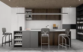 Grey And White Kitchen With Island