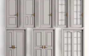 Classic Neoclassical Interior Door Collection SketchUp 3D Model