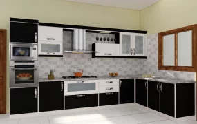 Modern Black L Shaped Kitchen Cabinets