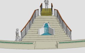 Landspace Stairs with Waterfall