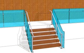 Blue Glass Railing Staircase