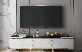 Modern Media Console And Wall Mounted TV Unit SketchUp 3D Model