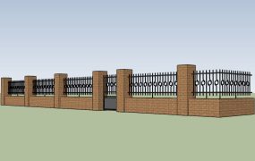 Brick And Wrought Iron Fence