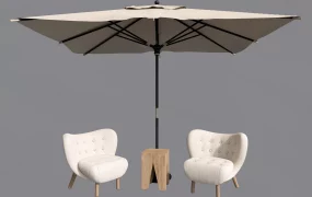 Modern Minimalist Patio Conversation Set SketchUp 3D Model