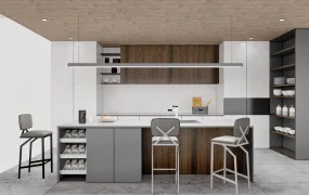 White And Grey Kitchen With Island
