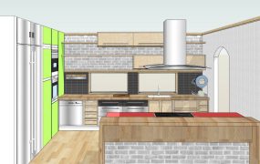 Square Kitchen Layout Idea