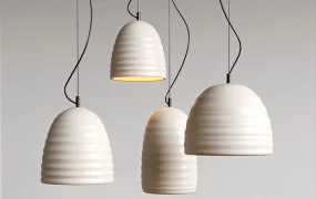 Modern Ceramic Ribbed Pendant Light Collection SketchUp 3D Model