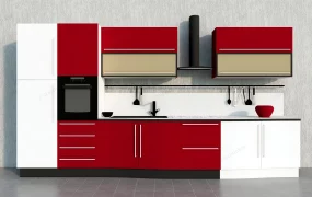 Red And White Kitchen Cabinets