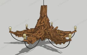 Wood Block Stack Chandelier