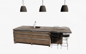 Rustic Wood Kitchen Island