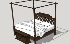 Dark Wood Four Poster Bed