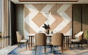 Contemporary Dining Room With Accent Wall Ideas