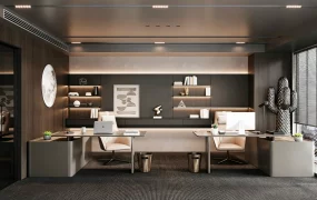 Luxurious Dual Workstation Modern Executive Office
