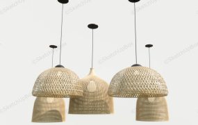 Set Of Rattan Pendant Lights