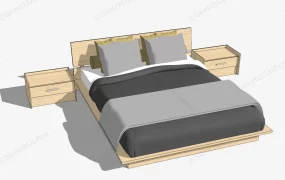 Wood Platform Bed And Nightstands