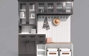 Modern Craftsman Entryway Storage Cabinet & Hall Tree Set SketchUp 3D Model