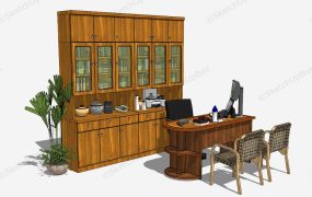 Vintage Home Office Desk & Bookcase