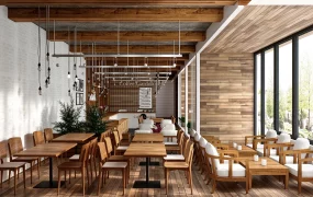 Modern Timber Cafe & Coffee Shop Interior