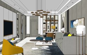 Living Room with Dining Interior Design