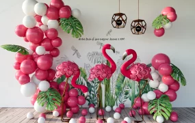 Flamingo Wedding Reception Backdrop